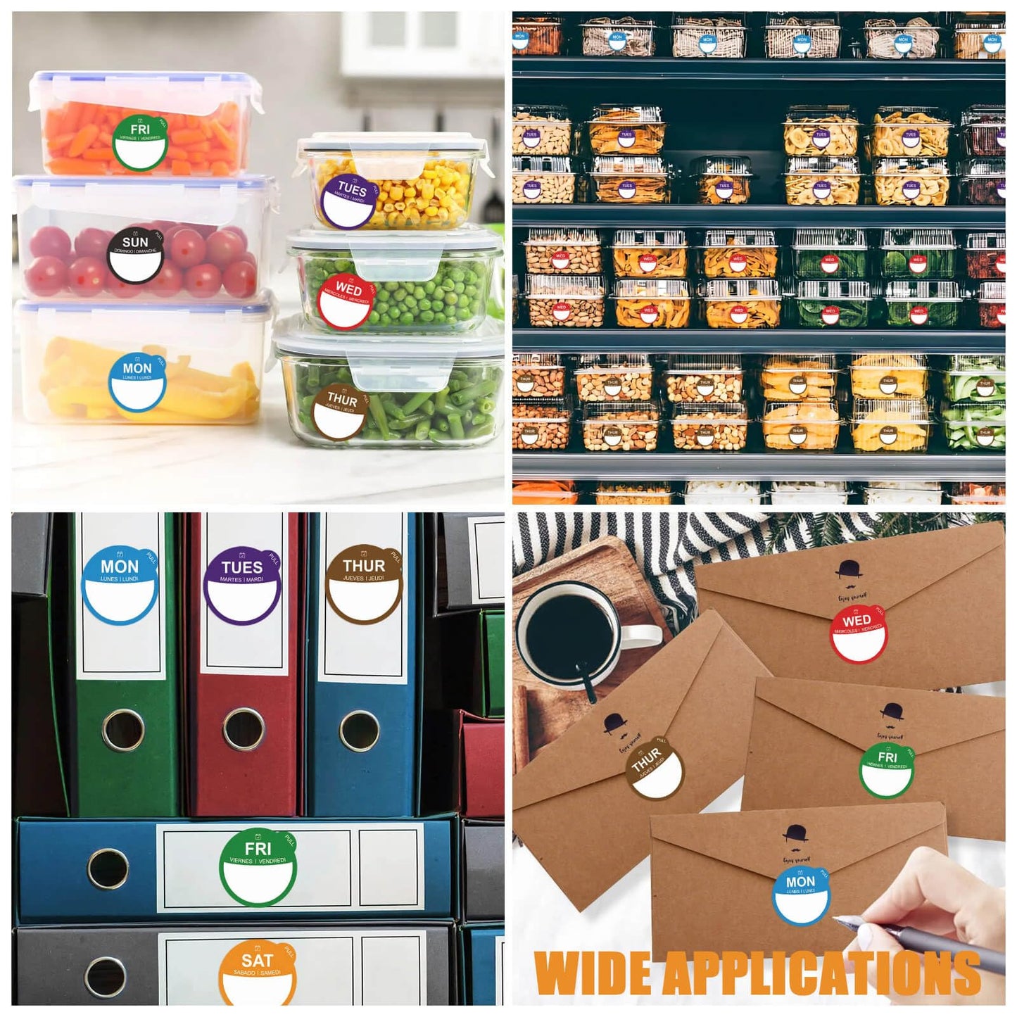 Food Labels Stickers 7 Day of The Week, Removable Day Label Peel Tab for Food Container Kitchen Freezer Breastmilk Restaurant Supplies Dot Monthly Planner Inventory Management Meal Prep Accessory
