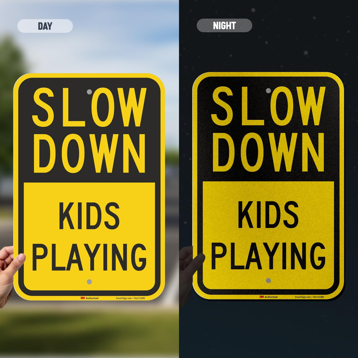 SmartSign "Slow Down - Kids Playing" Sign | 12" x 18" 3M Engineer Grade Reflective Aluminum 12" x 18"