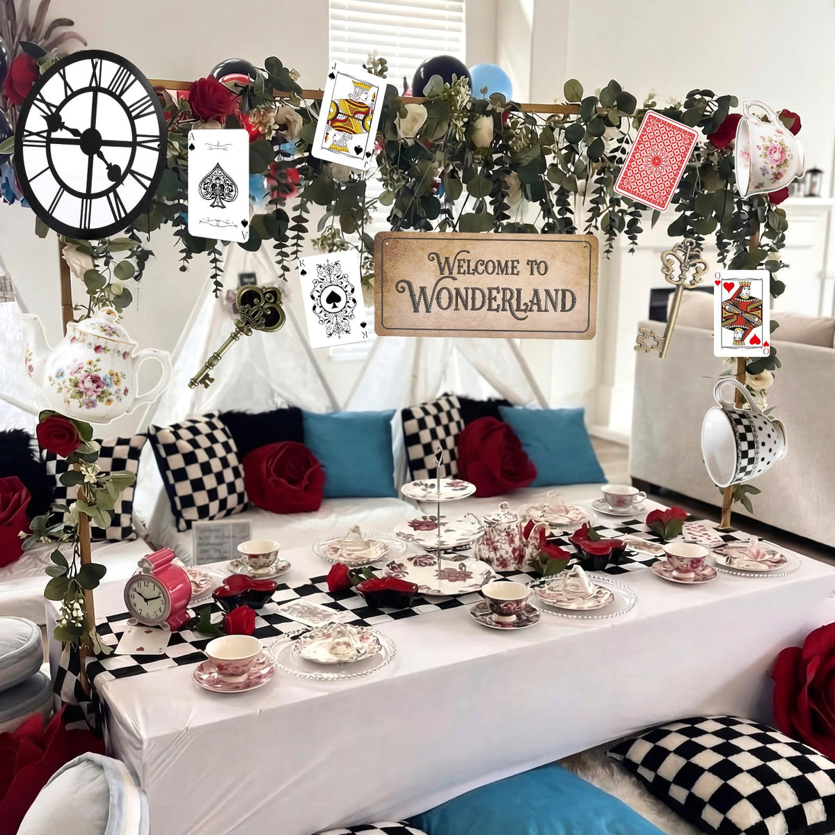Yinkin 14 Set Wonderland Tea Party Decor Wonderland Photo Backdrop Ornament