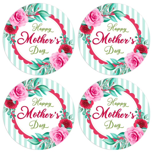 Happy Mothers Day Stickers - 36Pcs 1.5Inch Mother's Day Gift Tag Stickers - Pink Flower Mom Sticker for Envelope Seals Card Boxes Party Favor