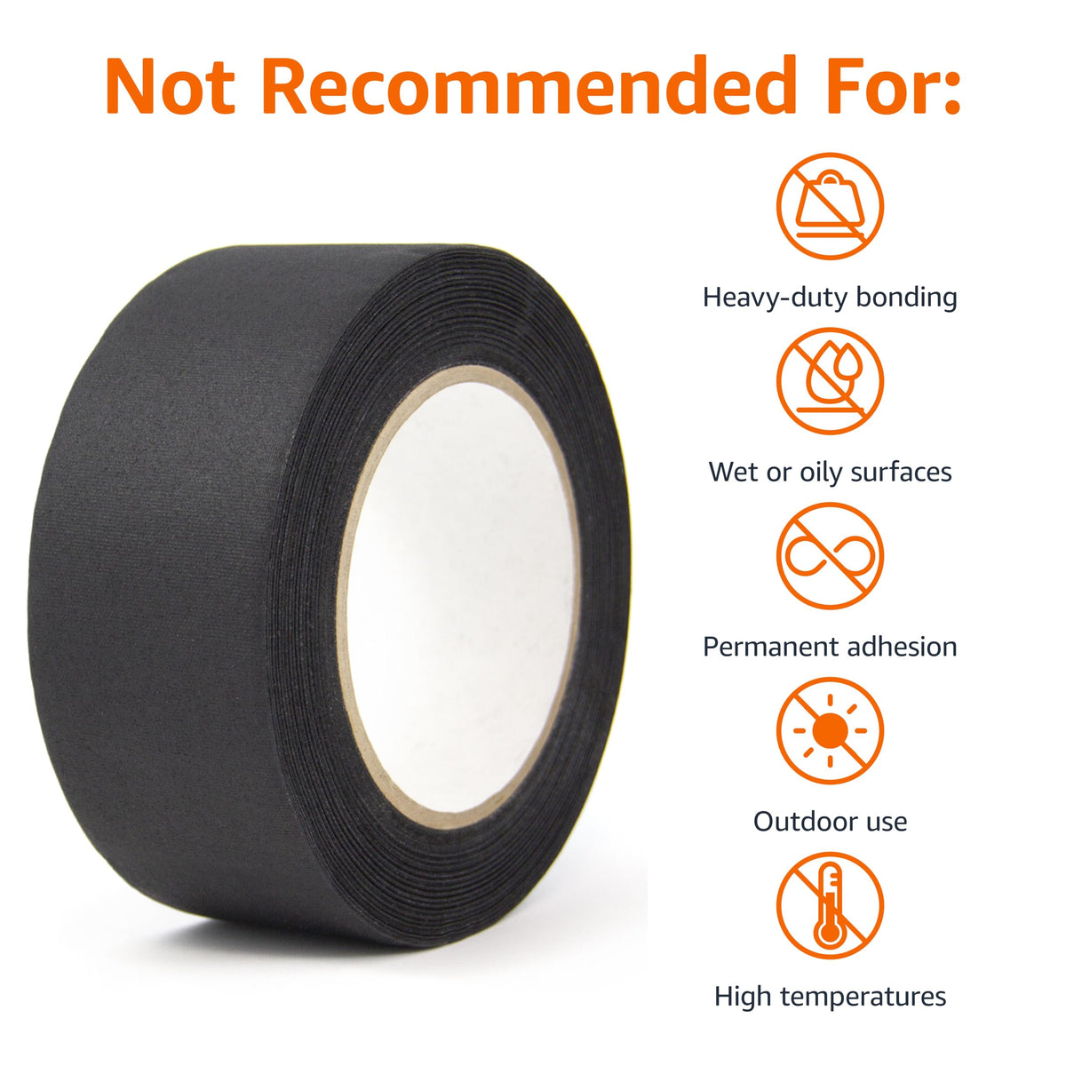 Amazon Basics No Residue, Non-Reflective Gaffers Tape for Photography, 2 inch x 90 feet, Black 2" x 90'