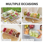 Chilled Condiment Server，Taco Bar Serving Set for Party，15.3" Condiment Serving Platters with 5 Separate Lids and Removable Compartments, Set of 5 Serving Spoons & 2 Clips (5 Containers, 1 pack) 5 Containers