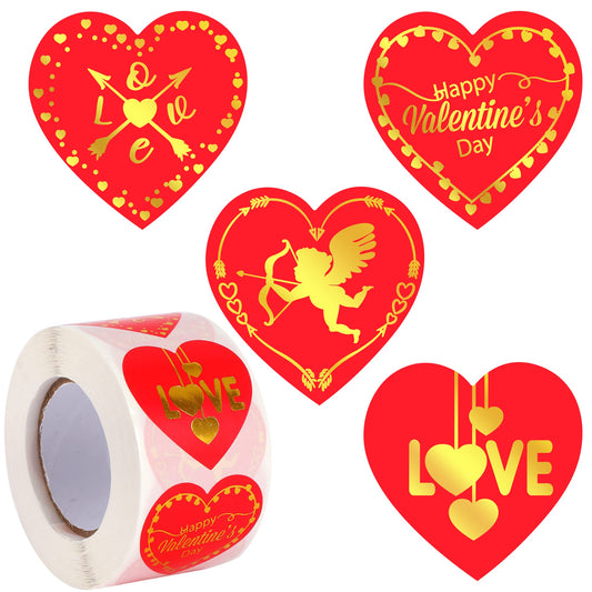 KatchOn, Big Red Heart Stickers for Kids - 500 Pieces, 1.5 Inch | Shiny Valentines Stickers for Kids | Happy Valentines Day Stickers | Valentine Stickers for Adults | Happy Valentines Day Decorations