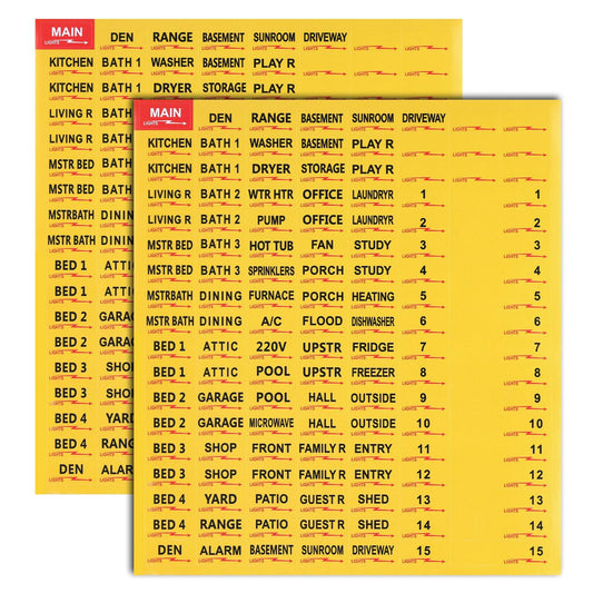 2 Sheets(258pcs) Circuit Breaker Labels, Self-Adhesive Breaker Box Labels Waterproof Fuse Box Stickers Electrical Breaker Panel Labels Stickers for House Commercial Use(Yellow) Yellow