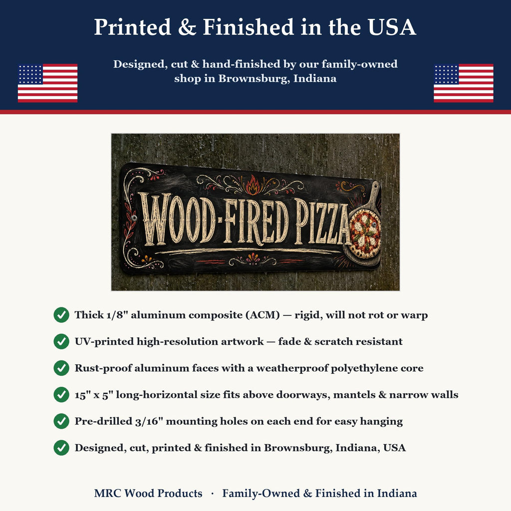 Vintage "Wood Fired Pizza" Chalkboard Metal Sign