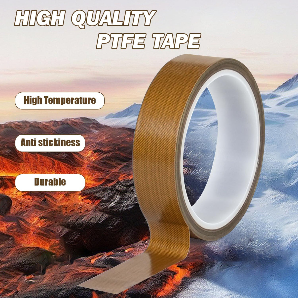 STKPACK Teflone Glass Cloth Tape (1 inch x 33 Feet x 0.18mm), High Temperature PTFE Heat Resistant Adhesive Tape Non-Stick Surface for Vacuum Sealer Machine, Heat Press, Packaging, Electrical Use 1inx33ft