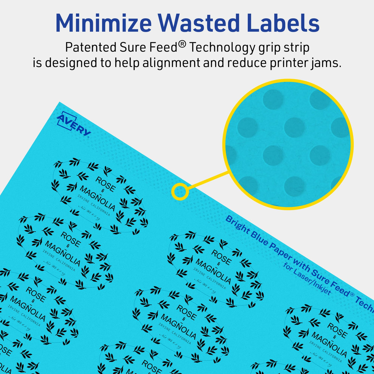 Avery® Printable Oval Labels, Sure Feed® Technology, 1" x 2", Bright Blue Labels, Print-to-The-Edge, Laser/Inkjet Printable, 480 Total, Great for Soaps and Candles 480 labels