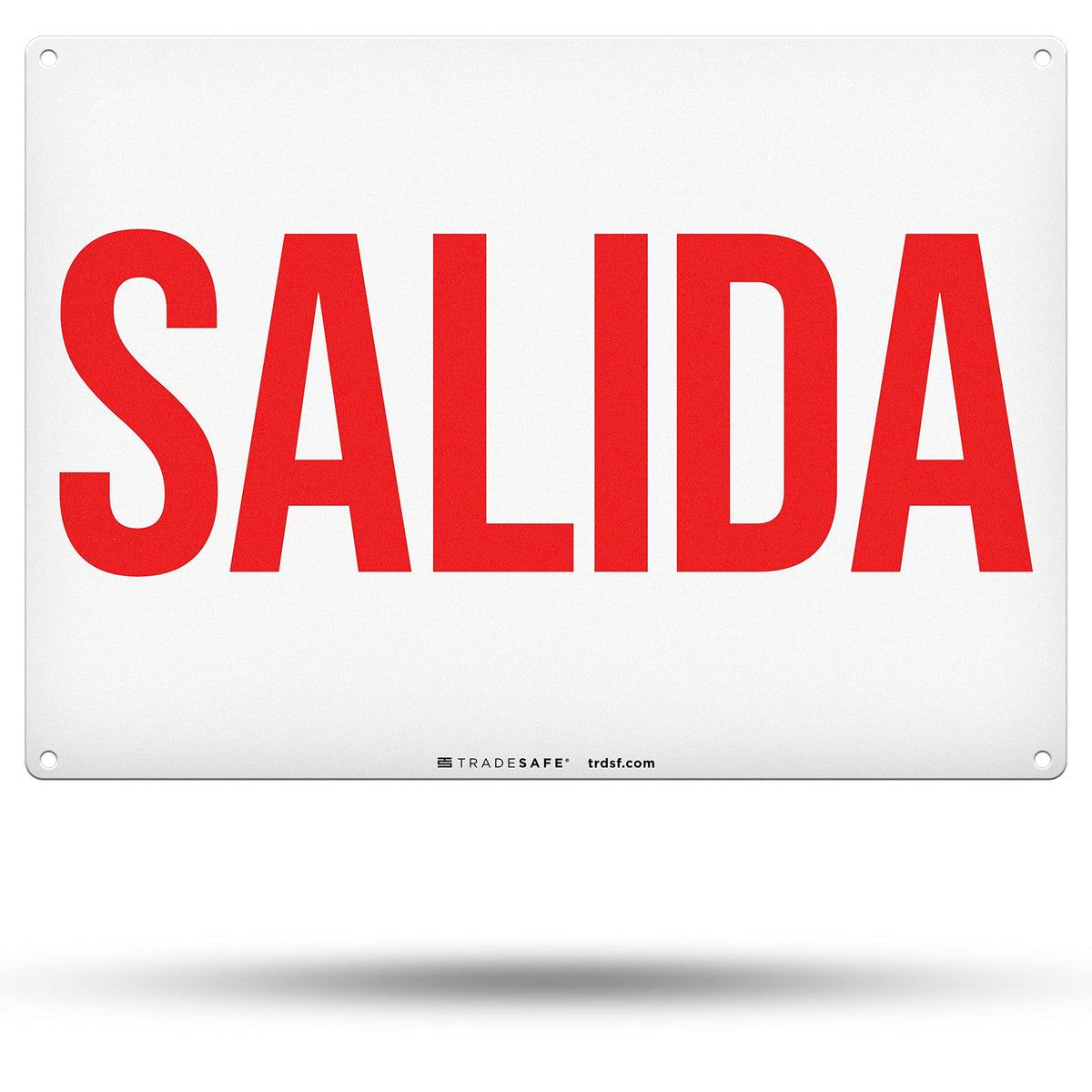 TRADESAFE Exit Sign - Salida Spanish Signs for Business, Quick Install Aluminum Safety Sign, Light Reflective, UV-Resistant, Waterproof, 14” X 10”, Indoor and Outdoor Signs