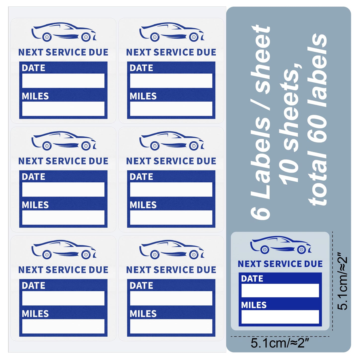 Hybsk 60pcs Clear Oil Change/Service Reminder Stickers 2"x2" Premium Quality Next Service Due Oil Change Stickers