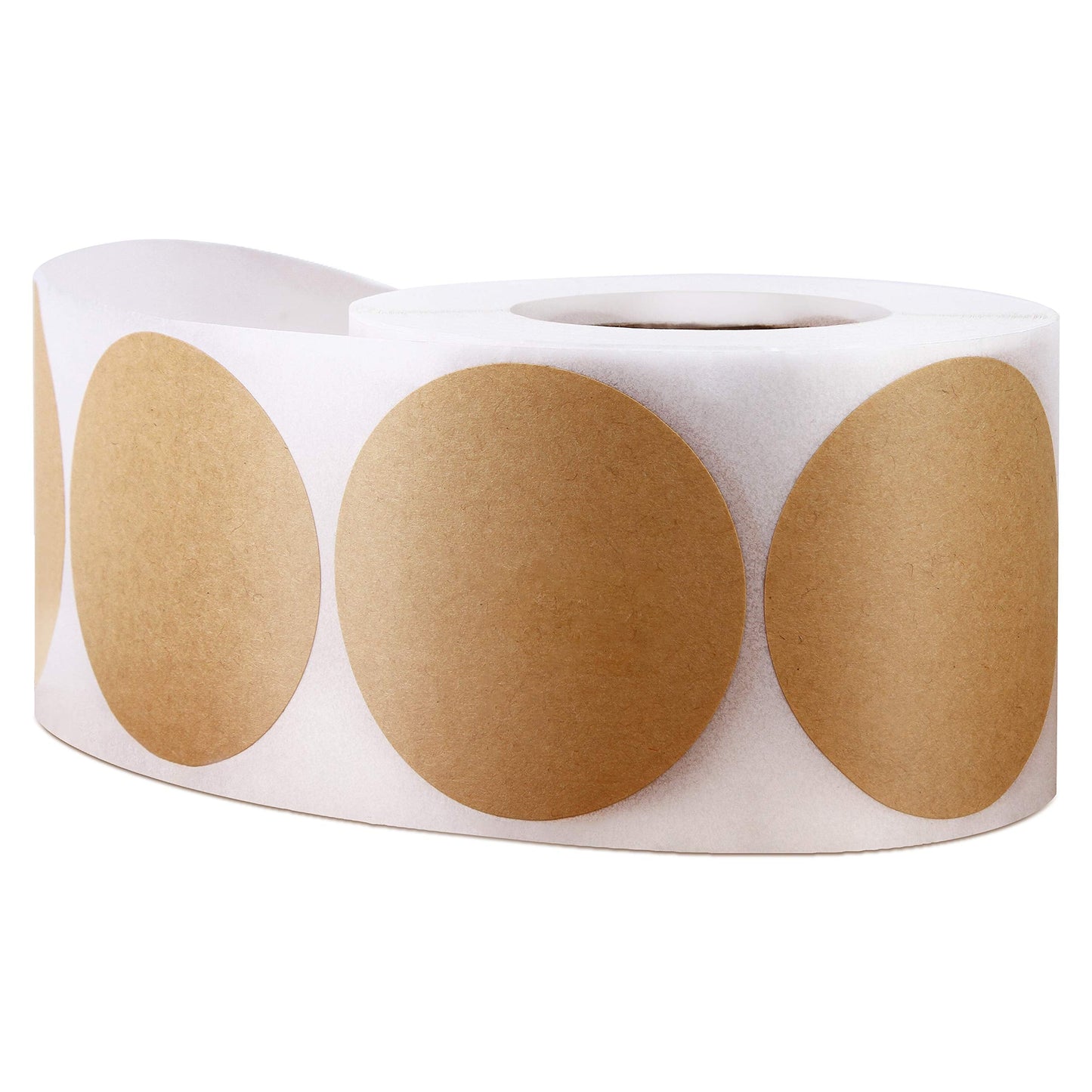2 Inch Natural Brown Kraft Stickers (500 Per Roll) - Round Blank Stickers (Permanent Adhesive) for Store Owners, Crafts, Organizing, Jar and Canning Labels