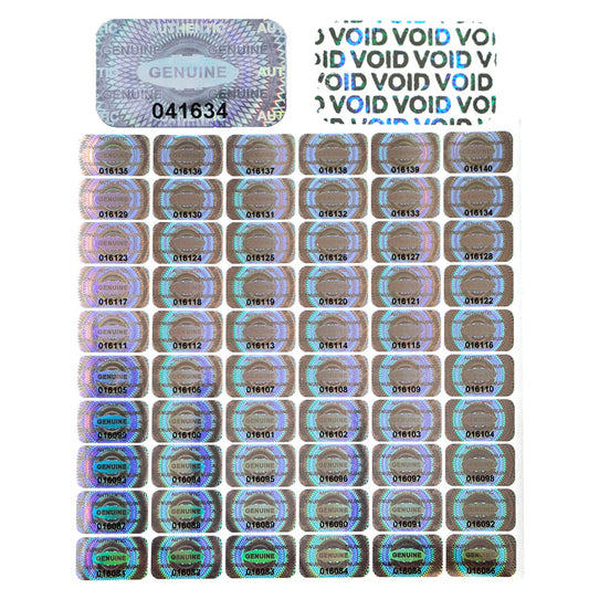 1200 pcs Hologram Security Tamper evident Stickers Warranty Void Seal Labels with Unique Serial Number Genuine Authentic Tamper Proof Sticker(1X0.6 inch) 1200pcs,silver