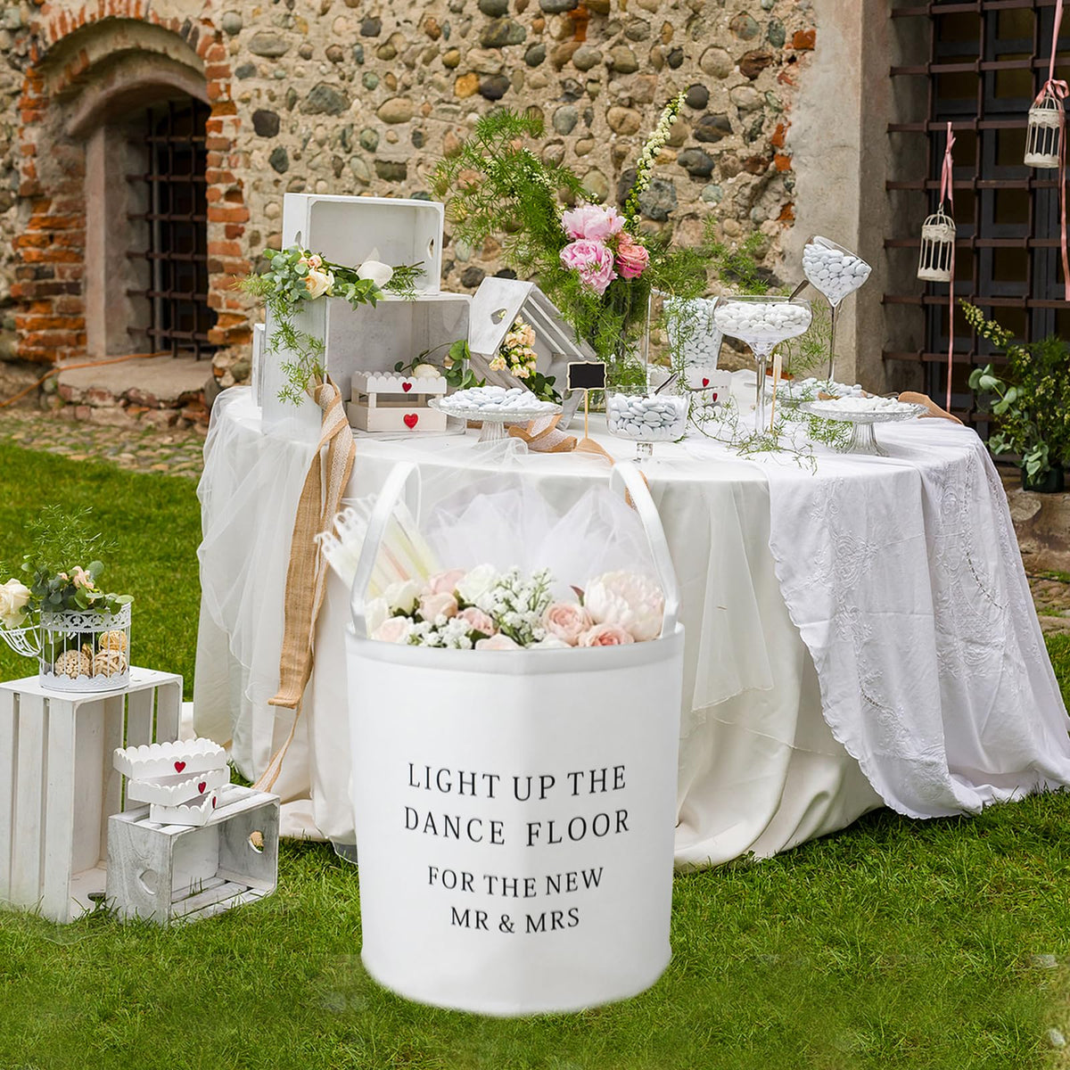 Wedding Baskets with Handles 16" Large White Felt Storage Basket
