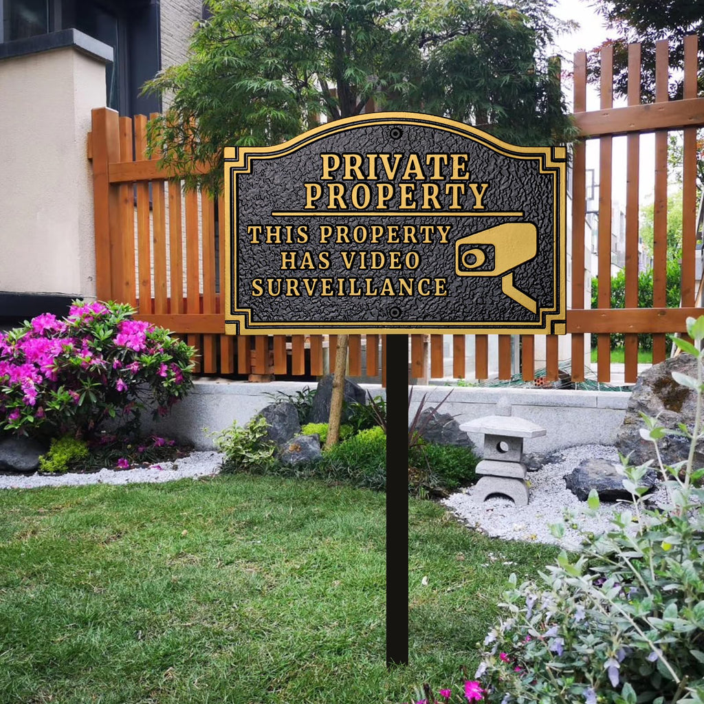 Private Property Video Surveillance Solid Cast Metal Sign