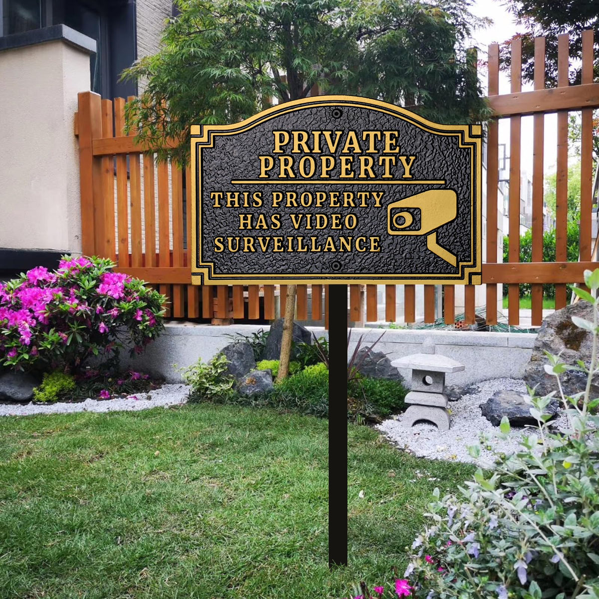 Private Property Video Surveillance Solid Cast Metal Sign