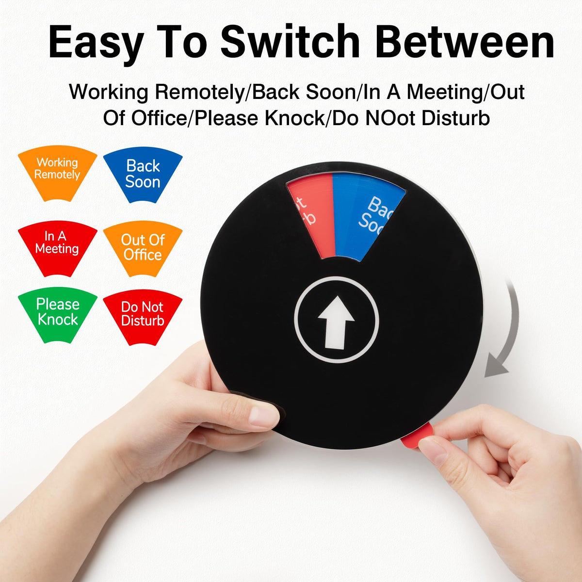 2 Pack Office Door Sign Privacy - Do Not Disturb/Out of Office/In A Meeting/Back Soon/Working Remotely/Please Knock - 6 Options for Conference Studio 6 Inches (Black,Text with icons) Black/6 icon
