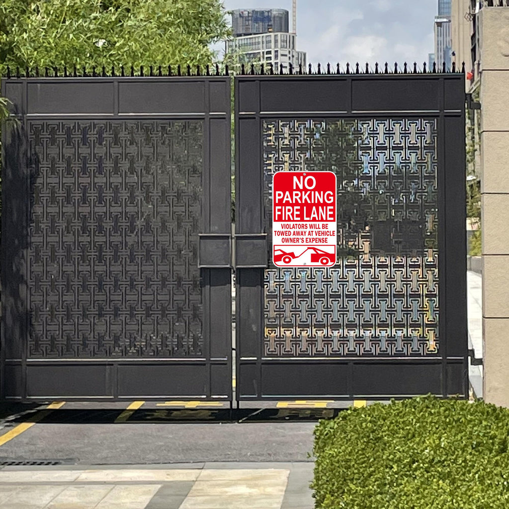 No Parking Fire Lane Sign, Reflective Aluminum, 12 x 18 Inches, Weather Resistant, UV Protected, Indoor Outdoor Use, 2 Pack Red - 2 Pack - 12" x 18" 01