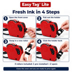 Easy Tag Lite Price Gun, 8 Digits 5500EOS Pricing Gun with 5,000 White Label Stickers, 3 Ink Rollers, 1 Scraper, Price Guns for Retail, Yard Sale (Red)