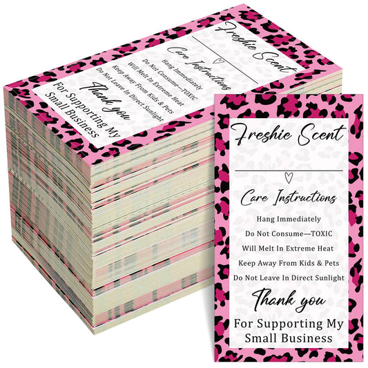 Teling 300 Pcs Freshie Care Instruction Stickers Car Freshie Scent Label Stickers 2 x 3.5 Inches Waterproof Warning Labels Supplies for DIY Crafts (Pink) Pink