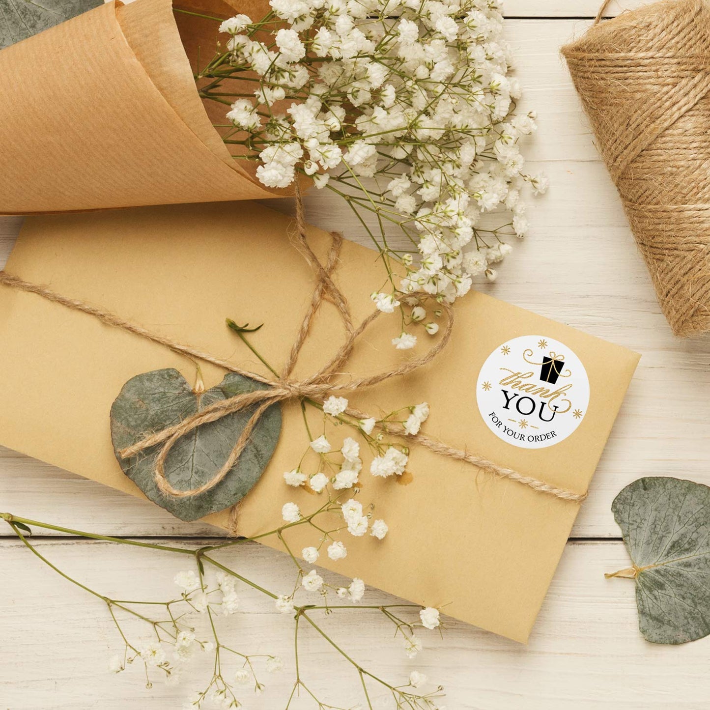 Elegant Faux Gold and Black Holiday Thank You for Your Order Stickers / 1.5" Holiday Business Labels / 500 Boutique Stickers Winter Present