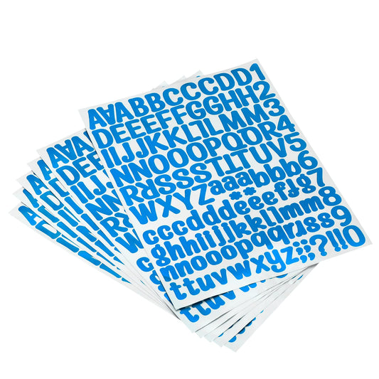 PATIKIL Letter Alphabet Number Stickers, Glitter Blue 1" Reflective Labels Self Adhesive Vinyl Sticker for Classroom Organization, Sign, Door, Address, 8 Sheets, 126 Count/Sheet
