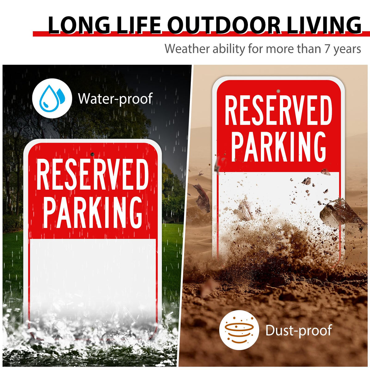MUXYH Blank Reserved Parking Sign, Write-On Sign, 18” x 12” Rust Free Heavy Duty Aluminum Reflective Warning Signs, UV Protected, Fade Resistant, Weatherproof - Easy to Mount - Outdoor use Red 1