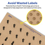 Avery® Kraft Brown Round Labels, Sure Feed® Technology, 0.75" Diameter, 1,200 Kraft Brown Labels, Print-to-The-Edge, Laser/Inkjet Printable 1,200 labels