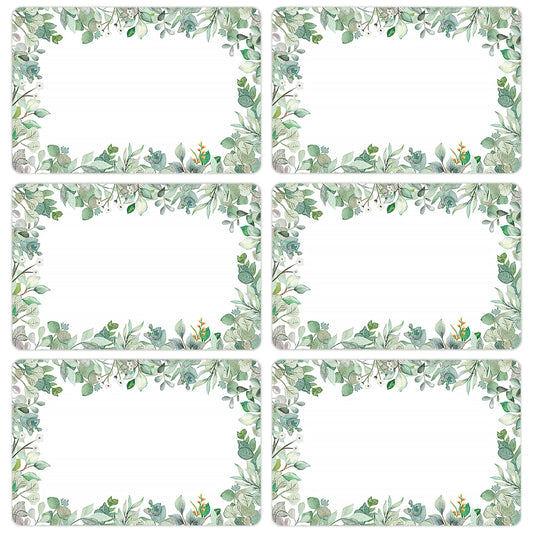 300 PCS Eucalyptus Name Tags Stickers, Self Adhesive Eucalyptus Theme Name Tag Labels Stickers for Back to School Classroom Office Cubby Locker Themed Party, 2x3 inch