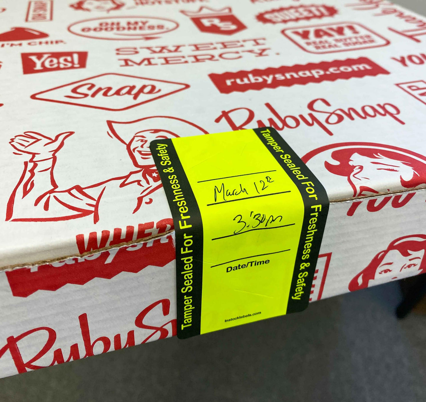 Fluorescent Yellow Food Delivery Tamper Evident Labels 2 x 4 Inch 500 Total Adhesive Stickers