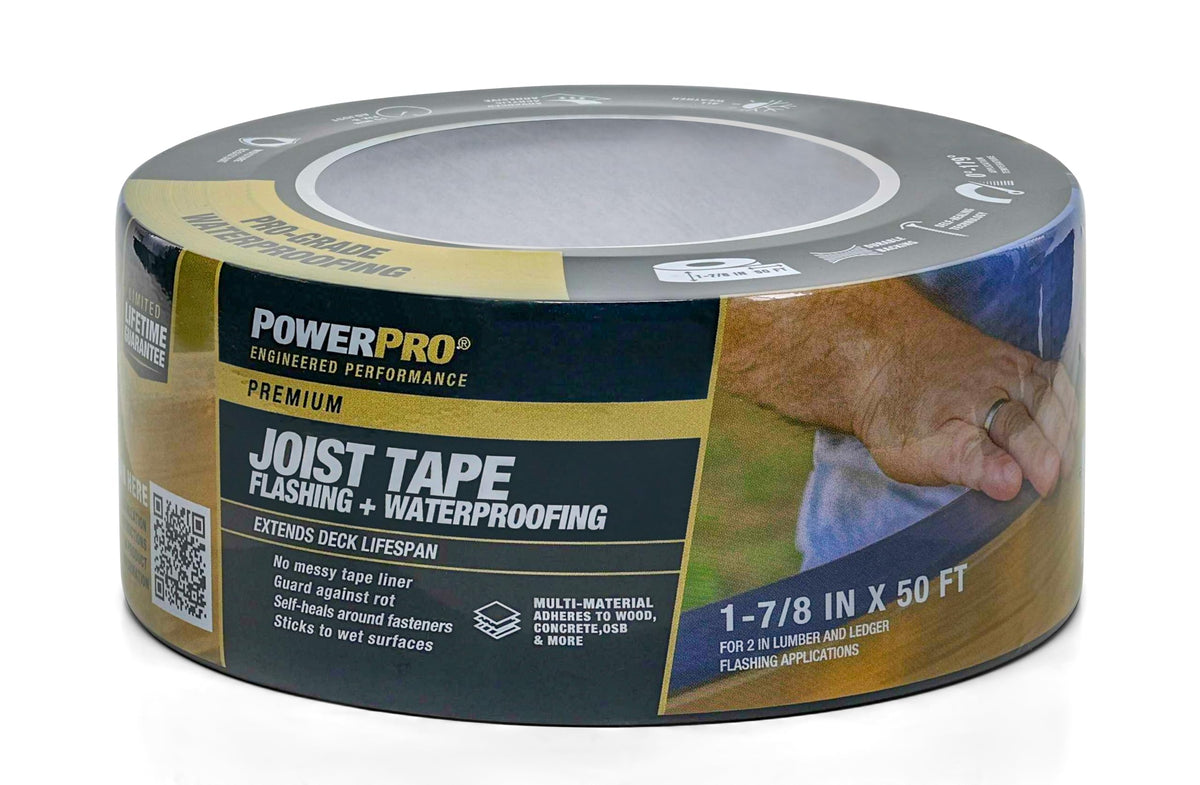Power Pro Premium Exterior Deck Joist Flashing Tape for Decking, 2" x 50', All-Weather and Waterproof for Deck Protection, 1 Roll 2" x 50'