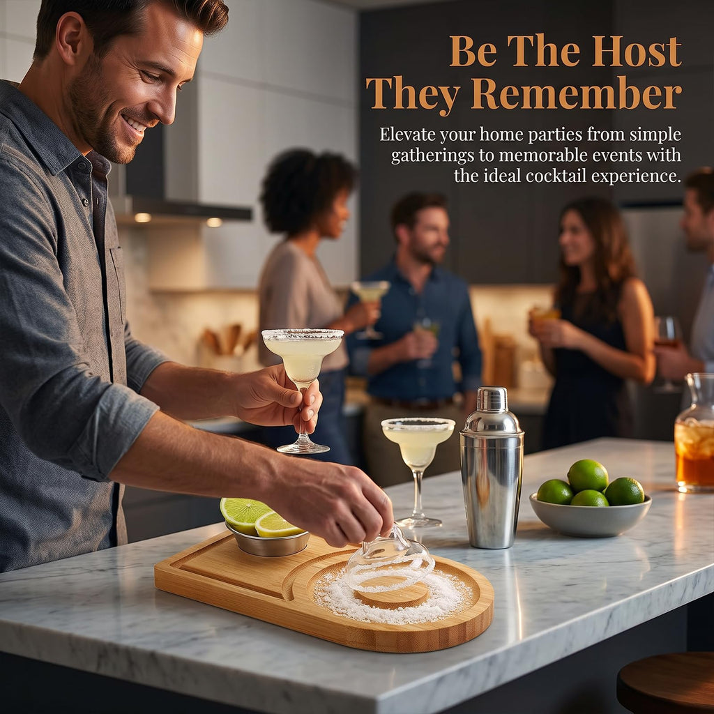 Solid Wood Margarita Rimmer for Home Bars & Parties (Rimmer+Board)