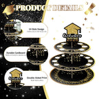 2026 Graduation Money Gift Holder, Celebration Cash Cake Stand with 24 Bill Slots, Graduation Money Tree for Women Men High School College Congrat Grad, Party Display Decorative - Black and Gold Black Gold (Pack of 1)