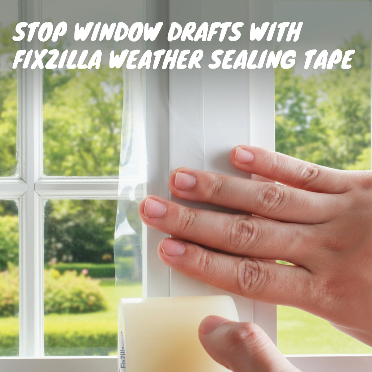 FixZilla Window Sealing Tape for Winter 2 Inch x 90 Feet Clear Window Insulation Tape Seal for Clear Plastic Film Insulation, AC Conditioner Unit Gap Seal- Residue-Free, Heavy-Duty, and Wood-Safe