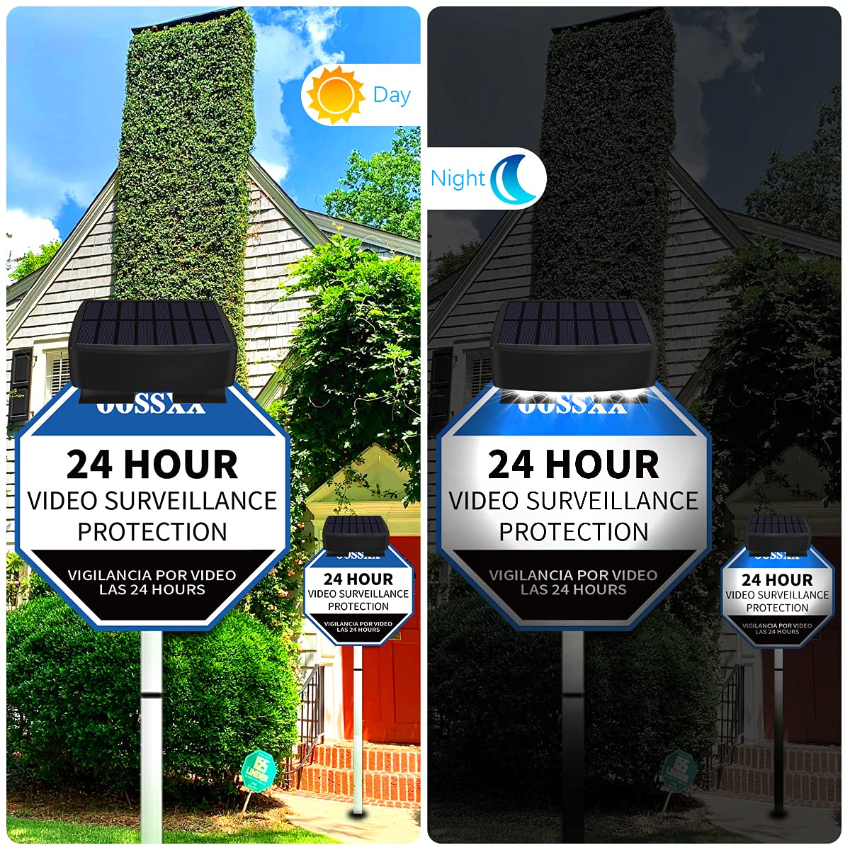 OOSSXX Solar Powerd Deck LED Solar Light Clip-On Yard Security, 2Pack Set of 2