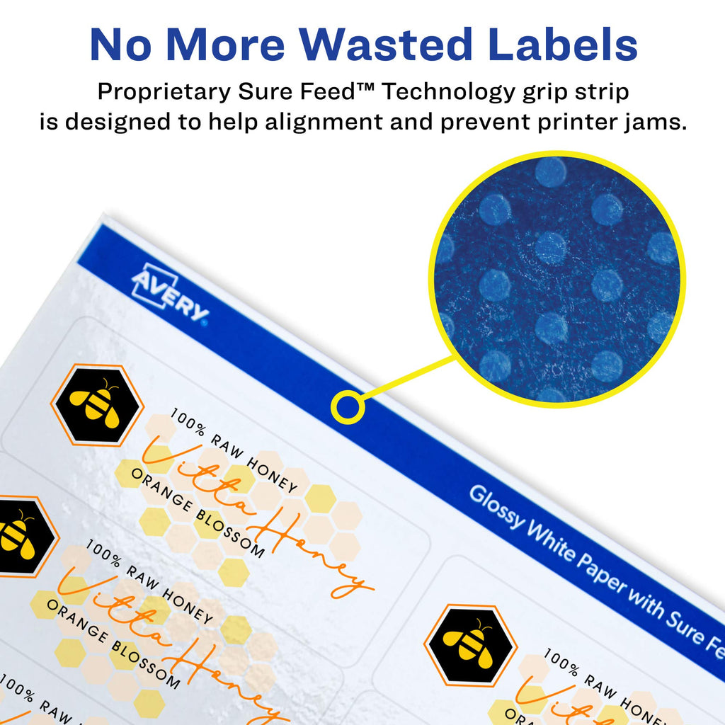 Avery® Rectangle Labels, Sure Feed® Technology, 1" x 4", 200 Glossy White Labels (36451) 200 labels