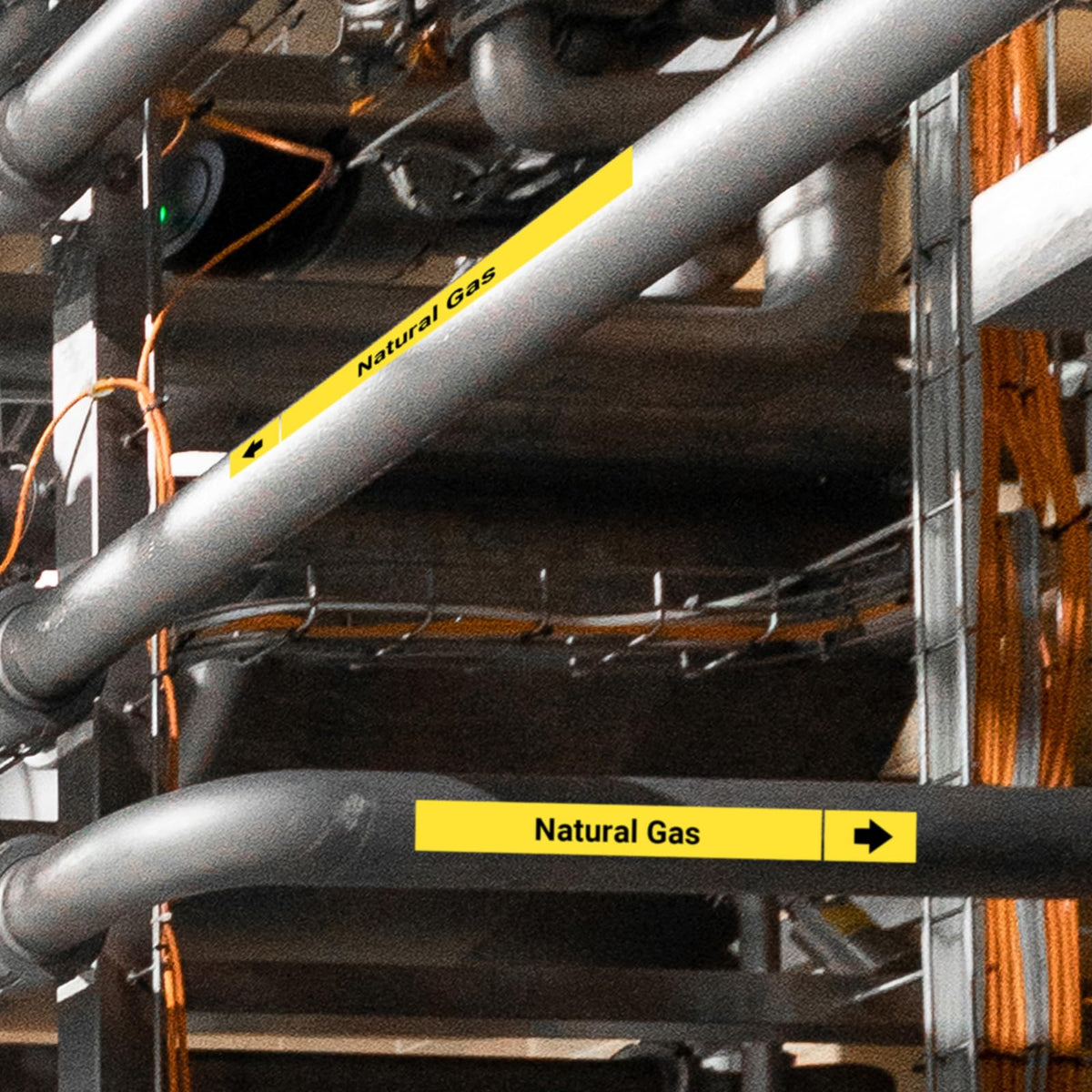Marine Pipe Markers - Natural Gas Safety Labels for Boat, Waterproof Self-Adhesive Pipe Identification Stickers, 1" H x 8" W, 25 Pcs/Roll(Natural Gas) 481257