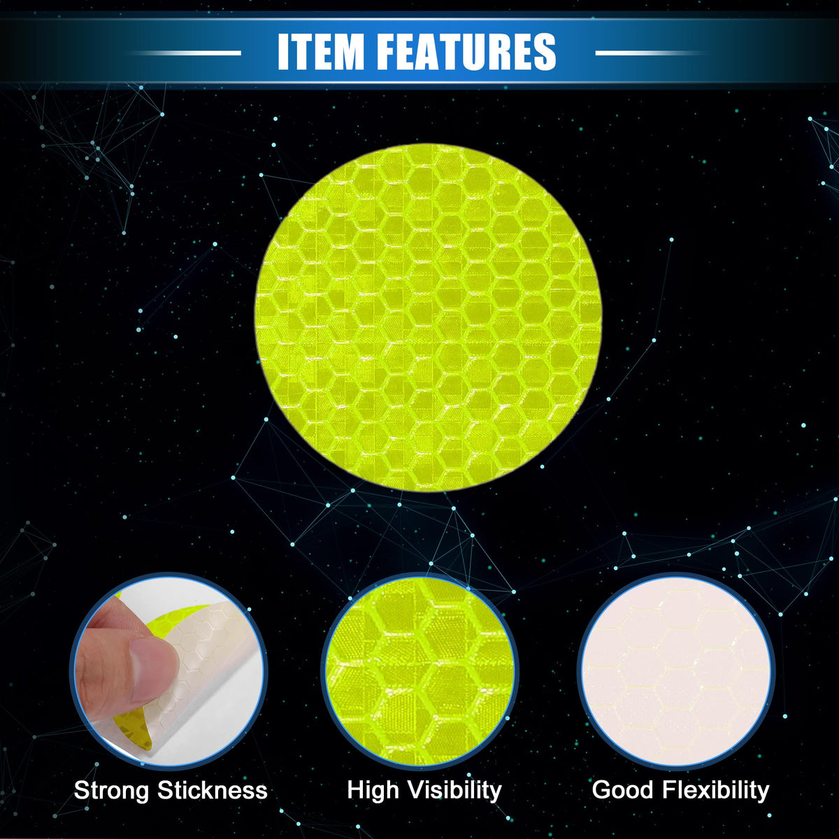 10 Pcs Reflective Stickers, 1.97" OD Round Shape Safety Tape Reflector Universal for Cars Trucks Trailers Waterproof PET Fluorescent Yellow Green