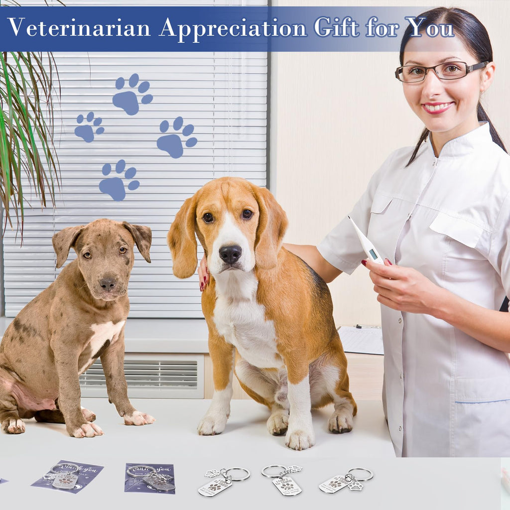 XunYee 15 Sets Vet Tech Week Gifts Bulk Veterinary Thank You Cards Keychain