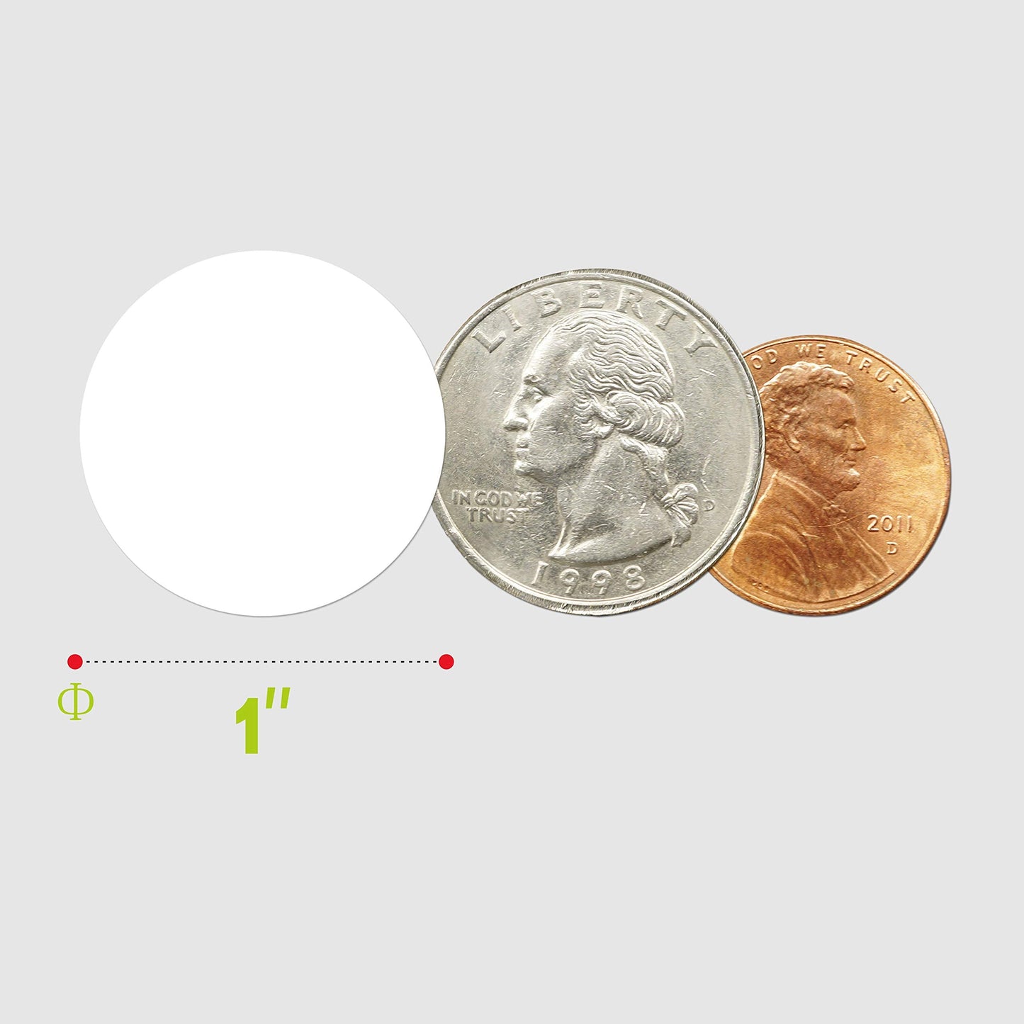 1500 PCS White Round Color Coding Circle Dots Inventory Stickers Labels with Perforation Line in Roll (Each Measures 1" in Diameter) 1"