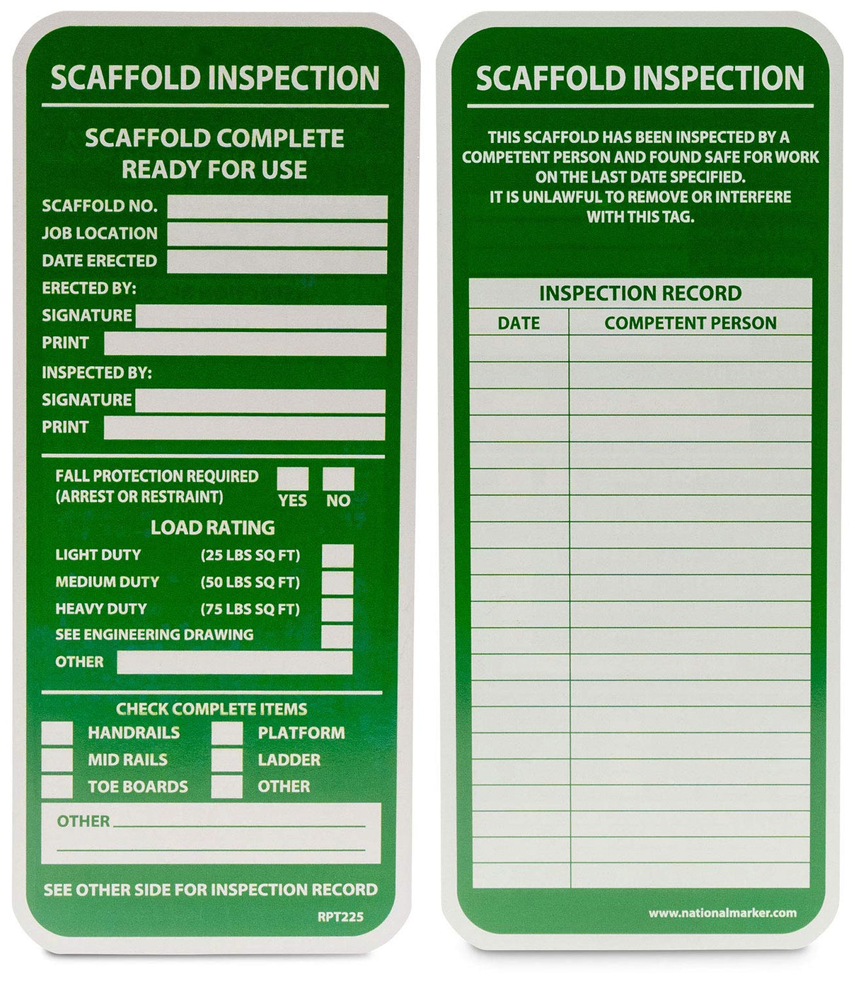 NMC RPT225 Scaffold Released for Access Tag Green