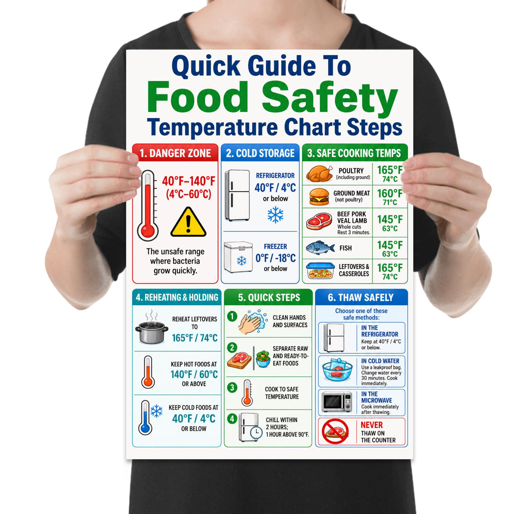 Kitchen Wall Poster Print - Organized Food Safety Guide - 13x19