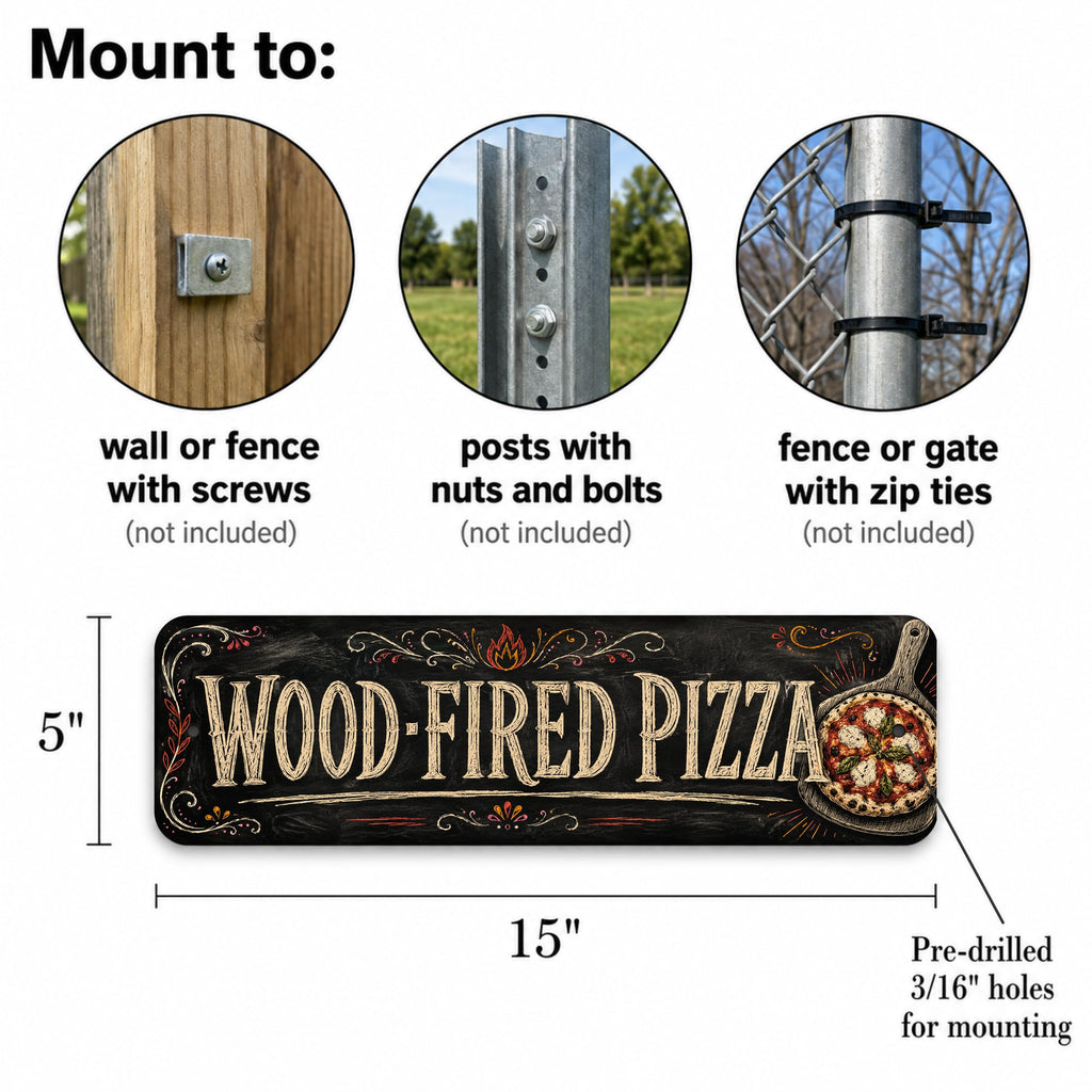 Vintage "Wood Fired Pizza" Chalkboard Metal Sign