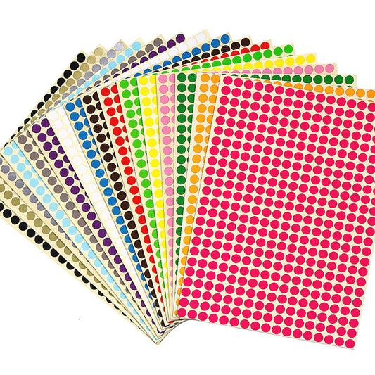 JANYUN 26656 Pieces Colored Dot Stickers, 1/4" Small Color Labels Coding Circle Round Coding Dot Labels Stickers 20 Colors for Office, Classroom