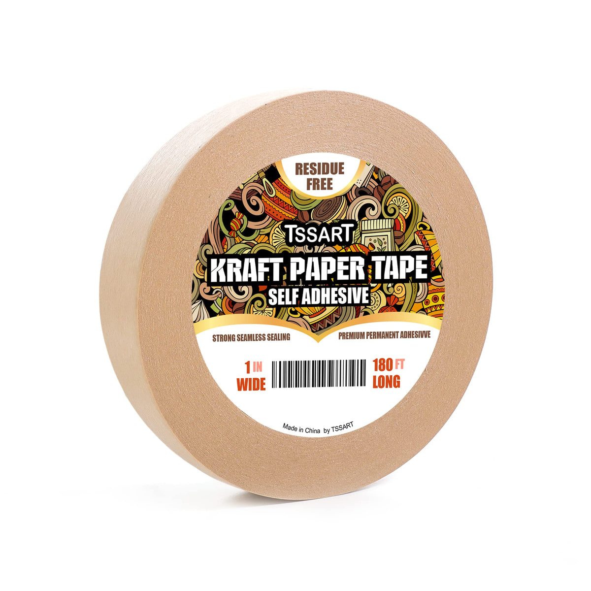 Kraft Paper Tape K49 - Self Adhesive Brown Frame Backing Tape Packing Tape with Oxidation Resistance for Picture Framing, Masking, Sealing and Packaging Use - 1inch Wide 180FT Long