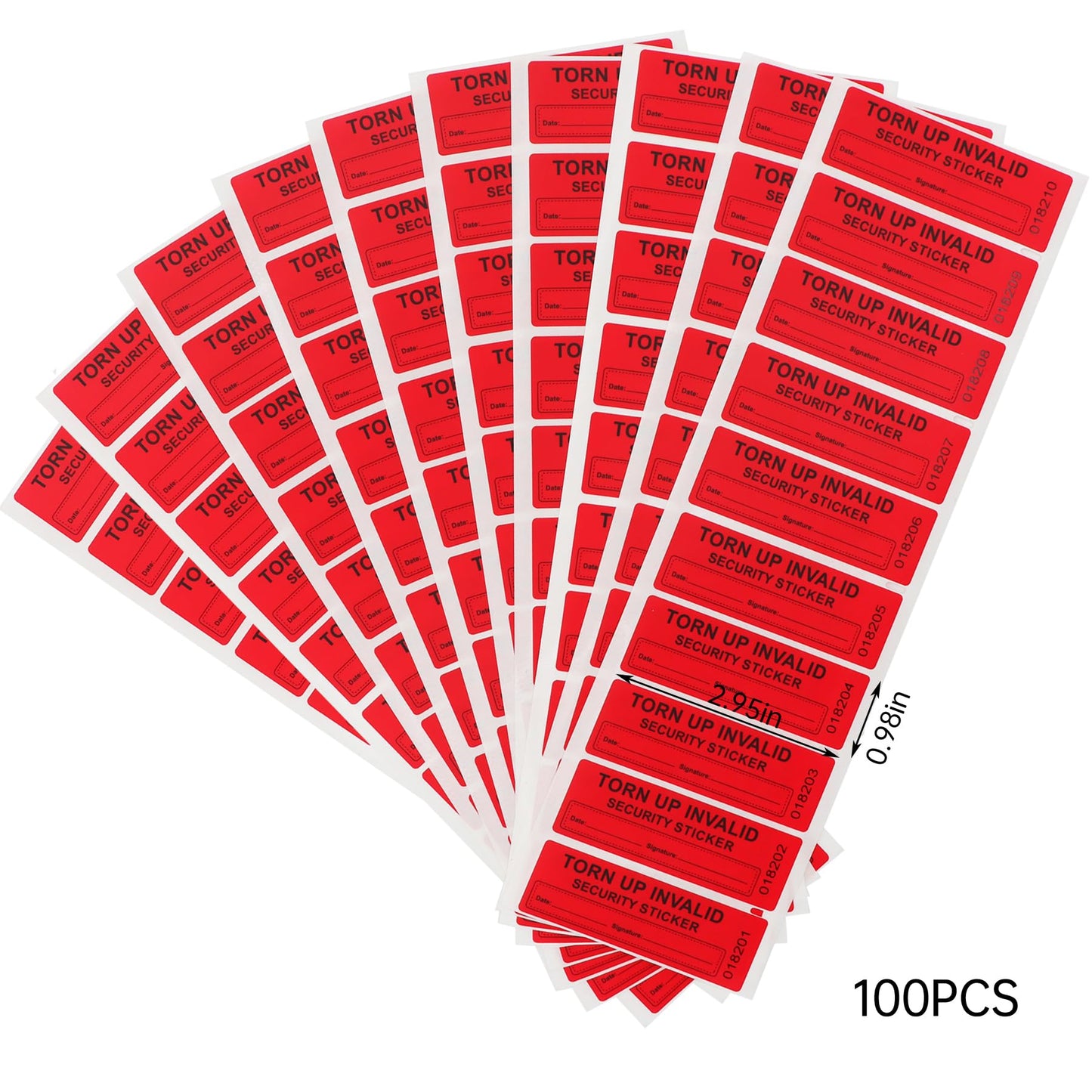 100Pcs Tamper Evident Security Labels 1x3 inch Red Complete Transfer Tamper Proof Stickers Safety Torn up Invalid Seals Tape (Red-100Pcs)