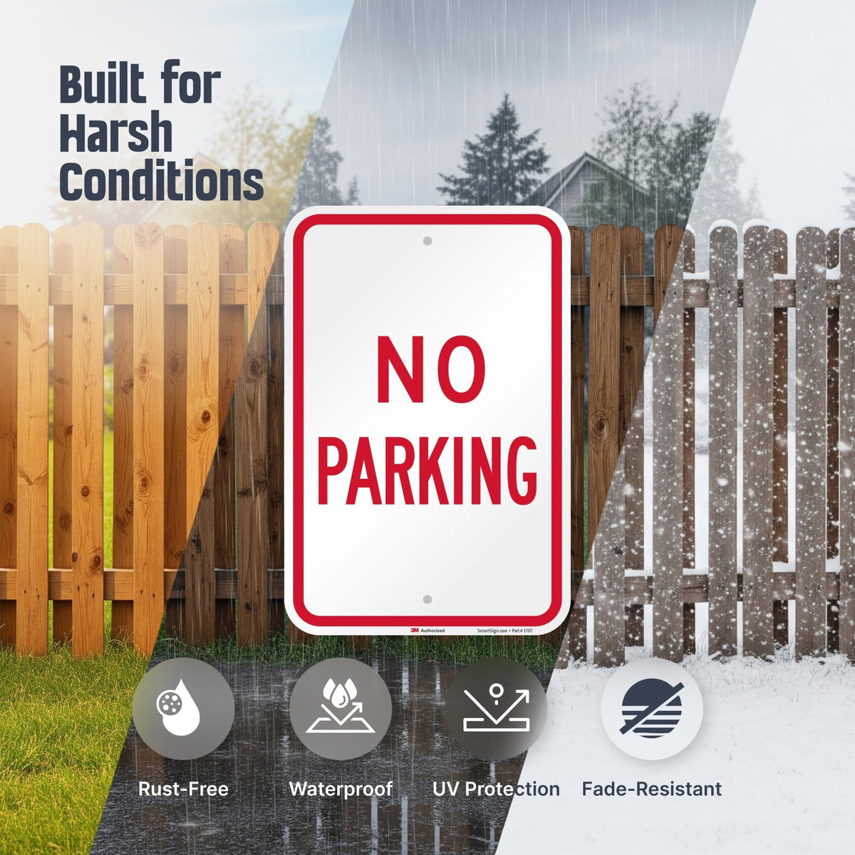 SmartSign No Parking Sign - Pack of 2, 18 x 12 inch, 2mm Aluminum Composite, Pre-Drilled Holes, Made in USA, Red and White ACM Aluminum - Pack of 2