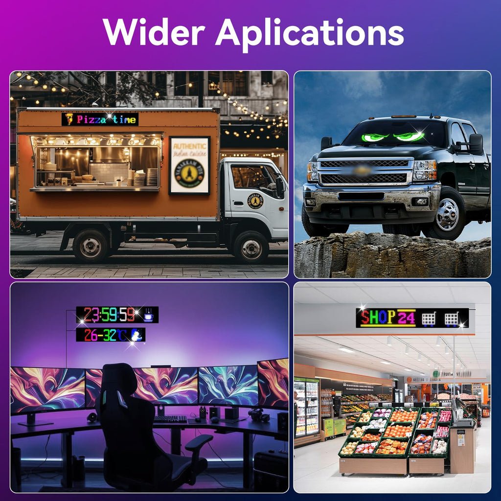 LED signs for business,APP control DIY text,LED window ads display screen 27x5in