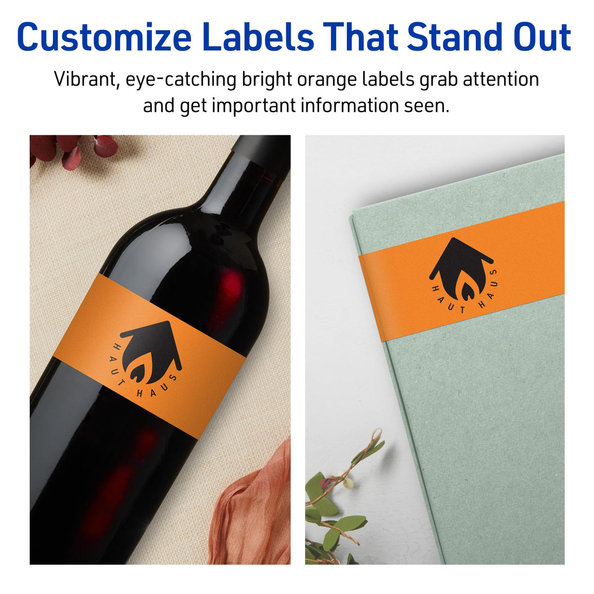 Avery Printable Rectangle Labels, Sure Feed Technology, 2-1/2" x 7", Bright Orange Labels, Print-to-The-Edge, Laser/Inkjet Printable, 60 Total, Great for Candles and Jars 60 labels
