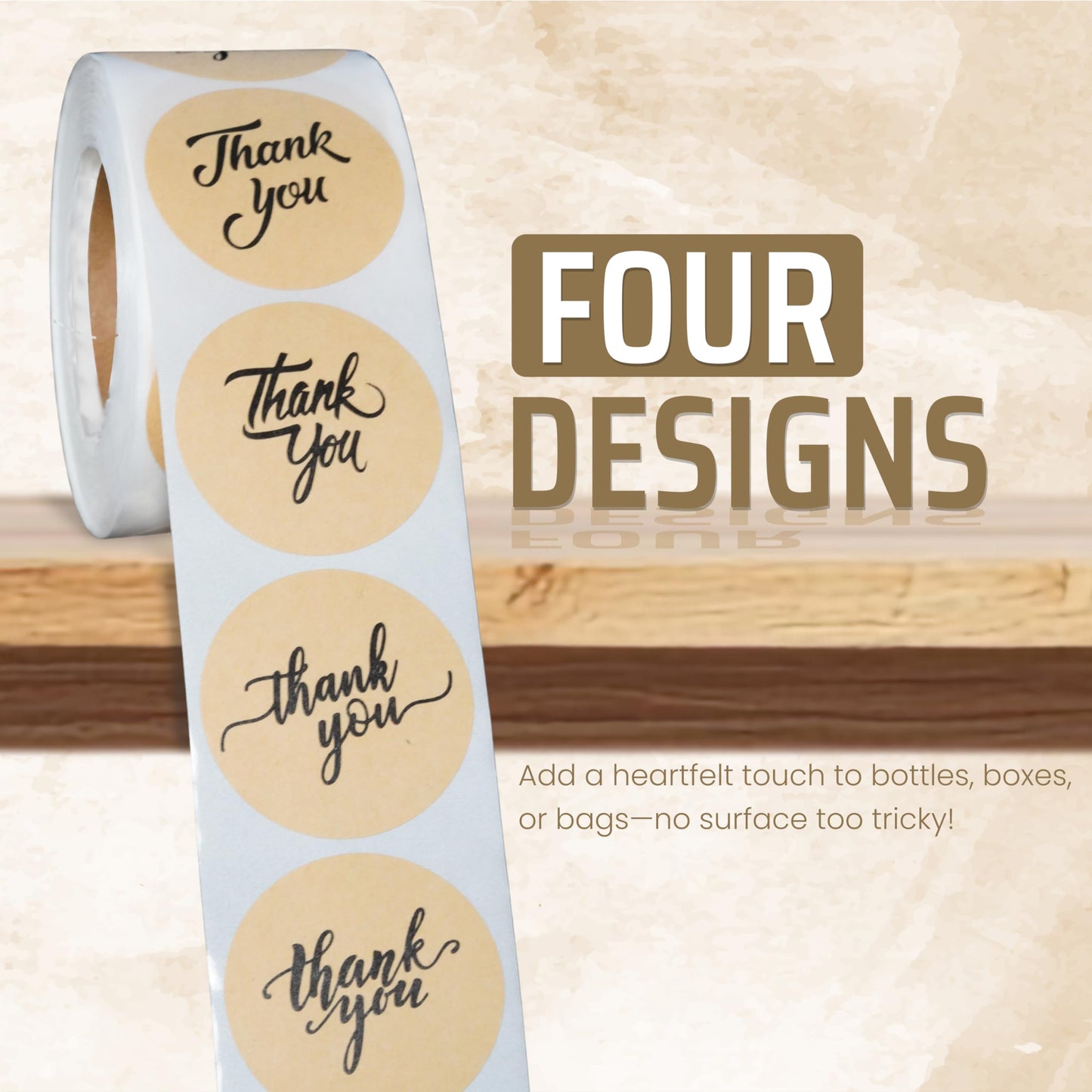 500 Kraft Thank You Stickers – 1.5 Inch Round Brown Paper Labels – Rustic Self-Adhesive Seals for Small Business Packaging, Gift Bags, Boxes, Envelopes, Bakery Orders & Customer Appreciation