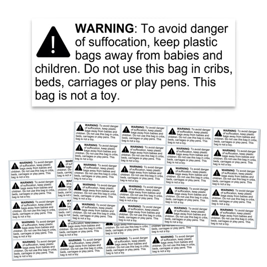 Rectangular Suffocation Warning Labels - Pack of 1000, 2.4 x 1
