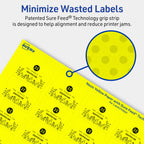 Avery® Printable Rectangle Labels, Sure Feed® Technology, 1-1/4" x 1-3/4", Neon Yellow Labels, Laser/Inkjet Printable, 640 Total, Great for Jars and More 640 labels